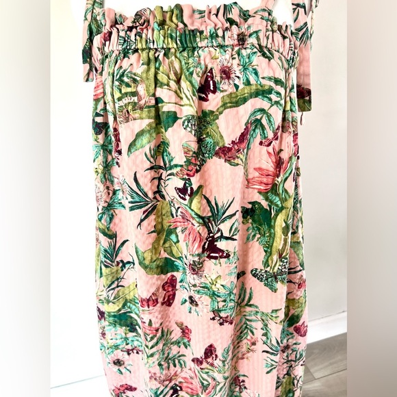 H&M Pink Spring Floral Butterfly Tie Strap Cotton Midi Dress Size 8 - Picture 3 of 8